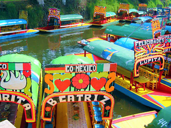 Colorful boats in Mexico